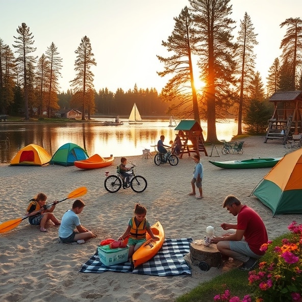 campingi nad jeziorem