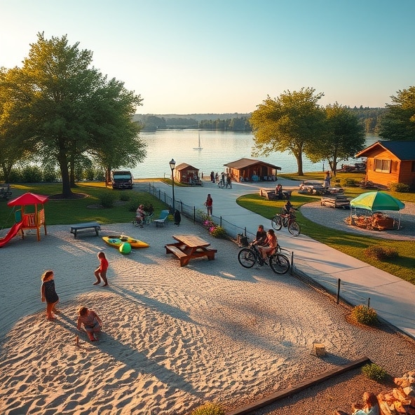 campingi nad jeziorem