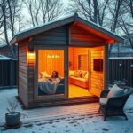 domek ogrodowy z tarasem