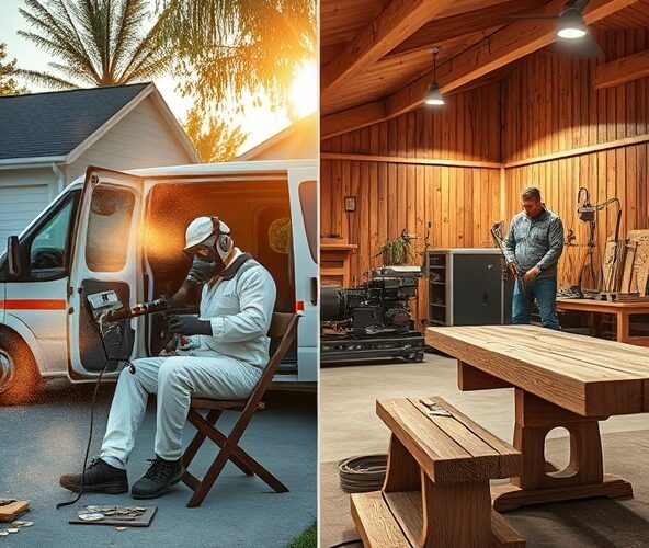 Piaskowanie drewna cena: mobilnie czy w warsztacie taniej?