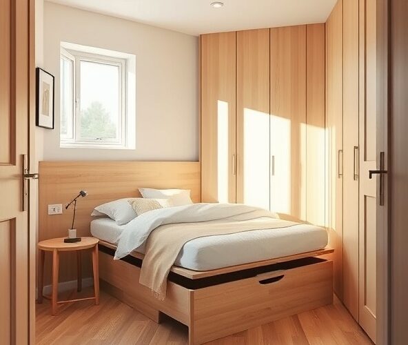 Czy łóżko drewniane bukowe z pojemnikiem zmieści się w 10 m²?