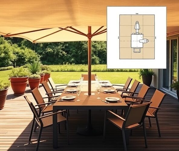 Czy parasol ogrodowy 3×4 wystarczy, by zasłonić stół dla 8 osób?