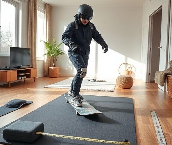 Jak bezpiecznie ustawić sprzęt do snowboard treningu na sucho w mieszkaniu?